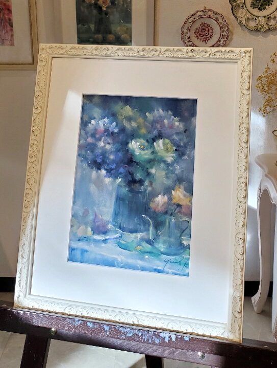 楽天市場】絵画 原画 「サムシングブルー」 水彩/パステル F4 静物画 