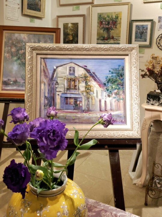 楽天市場】絵画 「黄花藤の咲くお店｣ 油彩 原画 風景画 F6 