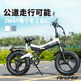 フル電動自転車 折り畳み 20インチ アクセル付き 【ペダル付原付】 電動モビリティ 500W 48V/9.6AH 電動バイク イーバイク マウンテンバイク 3Wayモード 7段変速 LCD液晶メーター 最高速度40km/h 高輝度LEDライト 前後減震 公道走行可能 通勤通学 AINOHOT正規代理店