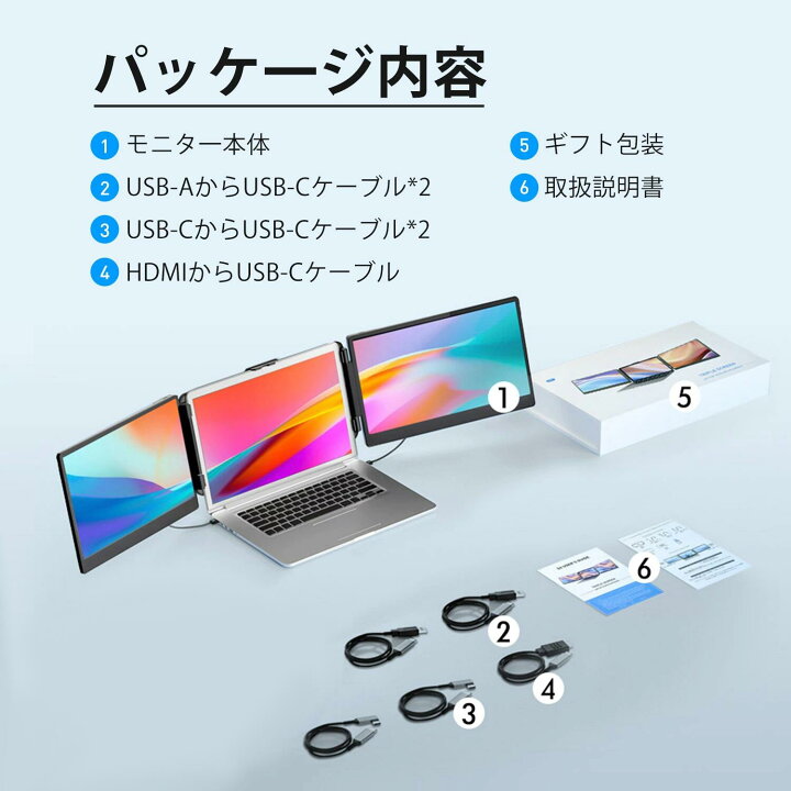 楽天市場】MIXFUN トリプルモニター モバイルモニター 14インチ 