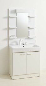 ジャニス工業　一般的な洗面化粧台　幅75センチ　シャワー洗面台 + 化粧鏡（曇り止めコート無し仕様）扉カラーは ホワイト　メーカー品番 LU0751RSJ1E-10 BW1 + LUM7512SLNS　【一般地仕様】