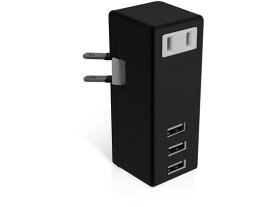 【お取り寄せ】エレコム USBタップ USB3口 AC1口 ブラック MOT-U04-2132BK OAタップ 延長コード 配線