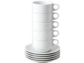 【お取り寄せ】ピーアンドエス スタッキングコーヒー碗皿(5客入り) 11001 コーヒー 紅茶 カップ ソーサー 洋食器 キッチン テーブル