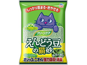 【お取り寄せ】アースペット クリーンケア えんどう豆の猫砂 緑茶の香り6L 猫砂 シート 猫用 キャット ペット トイレ