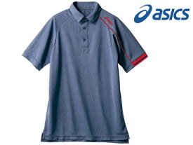 【お取り寄せ】アシックス ポロシャツ 兼用 半袖 ネイビー×レッド LL CHM305-5023