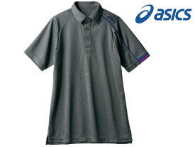 【お取り寄せ】アシックス ポロシャツ 兼用 半袖 チャコール×ブルー L CHM305-9351