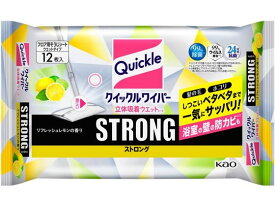 KAO クイックルワイパー立体吸着ウエットシートストロング リフレッシュレモン 12枚 フローリングクリーナー取替えシート フローリングクリーナー 清掃
