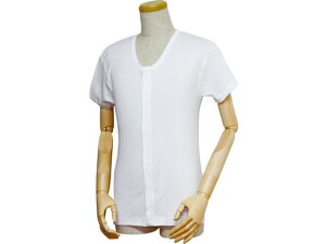 【お取り寄せ】ウエル 紳士前開きシャツ ワンタッチテープ式 半袖 白 LL 男性用 LLサイズ アンダーシャツ 下着 アンダーウェア