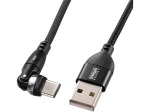 �T�����T�v���C Type-C�R�l�N�^540°��]�P�[�u�� 1m KU-CAKA10BK USB�P�[�u�� C to A �P�[�u�� �d���^�b�v �z���p�[�c �Ɠd