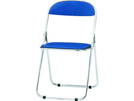 【お取り寄せ】TOKIO パイプ椅子 シリンダ機能付 スチールメッキパイプ ブルー 折りたたみイス ミーティングチェア ミーティング用