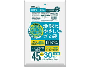 【お取り寄せ】HHJ HDPE再生原料40%配合 ポリ袋 45L 半透明 30枚 GE55 半透明 ゴミ袋 ゴミ袋 ゴミ箱 掃除 洗剤 清掃