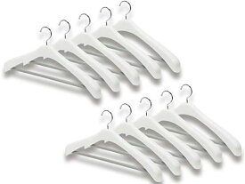【お取り寄せ】シンコハンガー スーツハンガー ストップバー 47 ホワイト 10本セット プラスチックハンガー ピンチハンガー