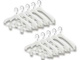【お取り寄せ】シンコハンガー スーツハンガー ビッグクリップ付き47 ホワイト 10本セット プラスチックハンガー ピンチハンガー