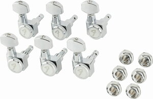 FENDER / LOCKING STRATOCASTER/TELECASTER MACHINE HEADS, ALL SHORT POST, CHROME (6)