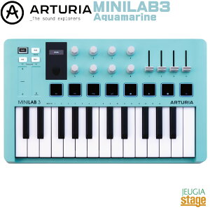 �y���ʌ���zARTURIA MINILAB3 AQ(Aquamarine) Universal MIDI controller�A�[�g���A �~�j���u3 �A�N�A�}���� ���j�o�[�T�� �~���[�W�b�N���C�L���O �R���g���[���[ / MIDI�L�[�{�[�h�yStage-Rakuten Synthesizer�z�V