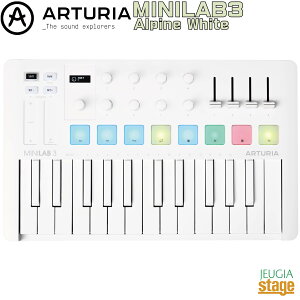 �y���ʌ���zARTURIA MINILAB3 ALPINE WHITE Universal MIDI controller�A�[�g���A �~�j���u3 �A���y���z���C�g ���j�o�[�T�� �~���[�W�b�N���C�L���O �R���g���[���[ / MIDI�L�[�{�[�h�yStage-Rakuten Synthesizer�z