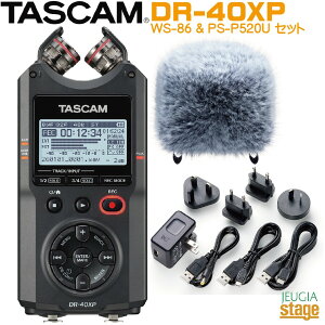 TASCAM DR-40XP + WS-86 + PS-P520U�s�E�B���h�X�N���[���EAC�A�_�v�^�[�t���Z�b�g�t�^�X�J�� �����}�C�N�EXLR/TRS���͓��� 32�r�b�g�t���[�g�^���Ή�4ch�|�[�^�u�����R�[�_�[ USB Type-C�yStage-Rakuten Desk 