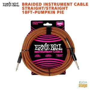 ERNIEBALL P06469 Braided Instrument Cable Straight/Straight 18ft - Pumpkin Pie�A�[�j�[�{�[�� �҂ݏグ�P�[�u�� 18�t�B�[�g(��5.5m) S/S �p���v�L���E�p�C�yStage-Rakuten Guitar Accessory�z�y��P�[�u�� �X�g���[�g�v���O