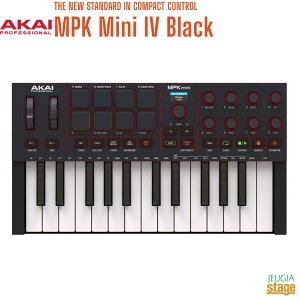 AKAI professional MPK Mini IV Blackアカイプロフェッショナル MPK miniシリーズ MIDIコントローラー ブラック 第4世代【Stage-Rakuten Desk Top Music】DTM DAW 25鍵 USB-MIDIキーボード アルペジエーター スケールモ