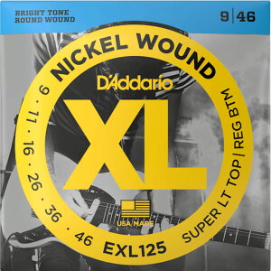 �y������������ցzD'Addario EXL125 �s009�[046�FSUPER LIGHT/REGULAR�tXL NICKEL WOUND�_�_���I �X�[�p�[���C�g �j�b�P�� �G���L�M�^�[���y�ݒ�����ŃZ�b�g���������z�yStage-Rakuten Guitar Accessory�zDaddario Elec
