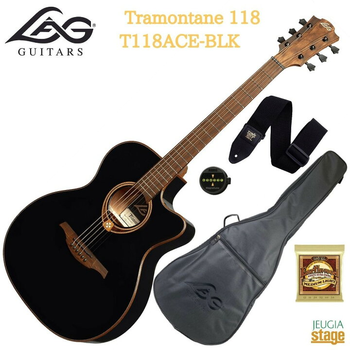 楽天市場】LAG GUITARS Tramontane 118 T118ACE-BLK ラグ 