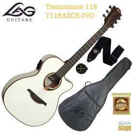 LAG GUITARS Tramontane 118 T118ASCE-IVO ラグ アコースティックギター アコギ フォークギター エレアコ ホワイト 【Stage-Rakuten Guitar SET】