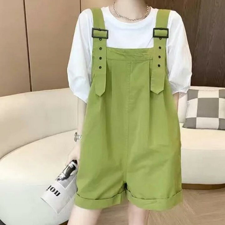 楽天市場】 綿 オールインワン 韓国 パンツ 五分丈 ショート丈 