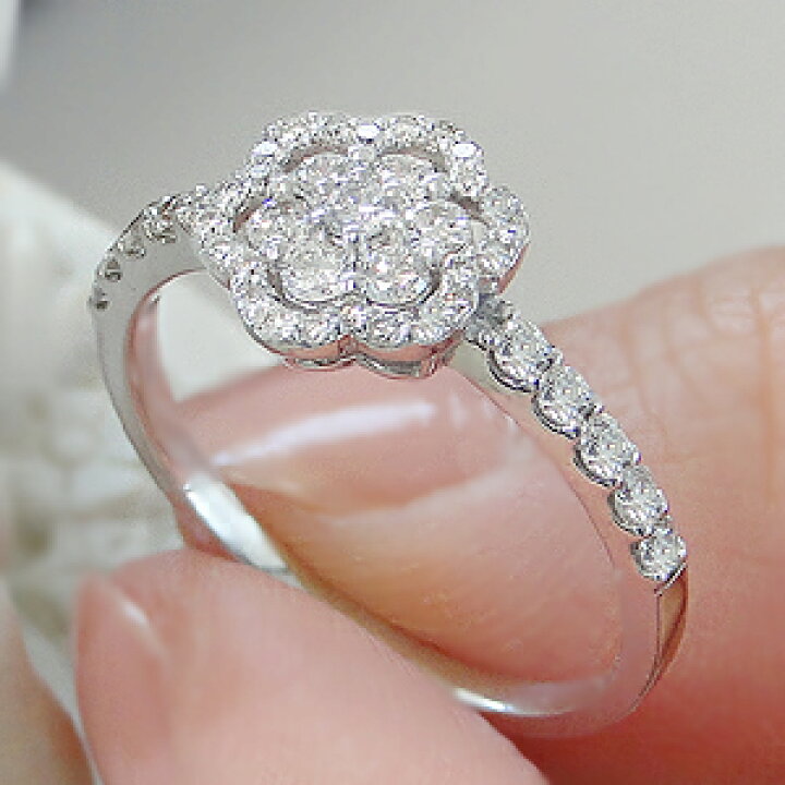 楽天市場】☆K18WG【0.55ct】フラワー ダイヤモンド リング人気 