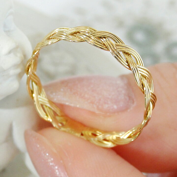 楽天市場】【ピンキー対応】K18YG 手作り 編み込みリング【3.7mm】指輪 