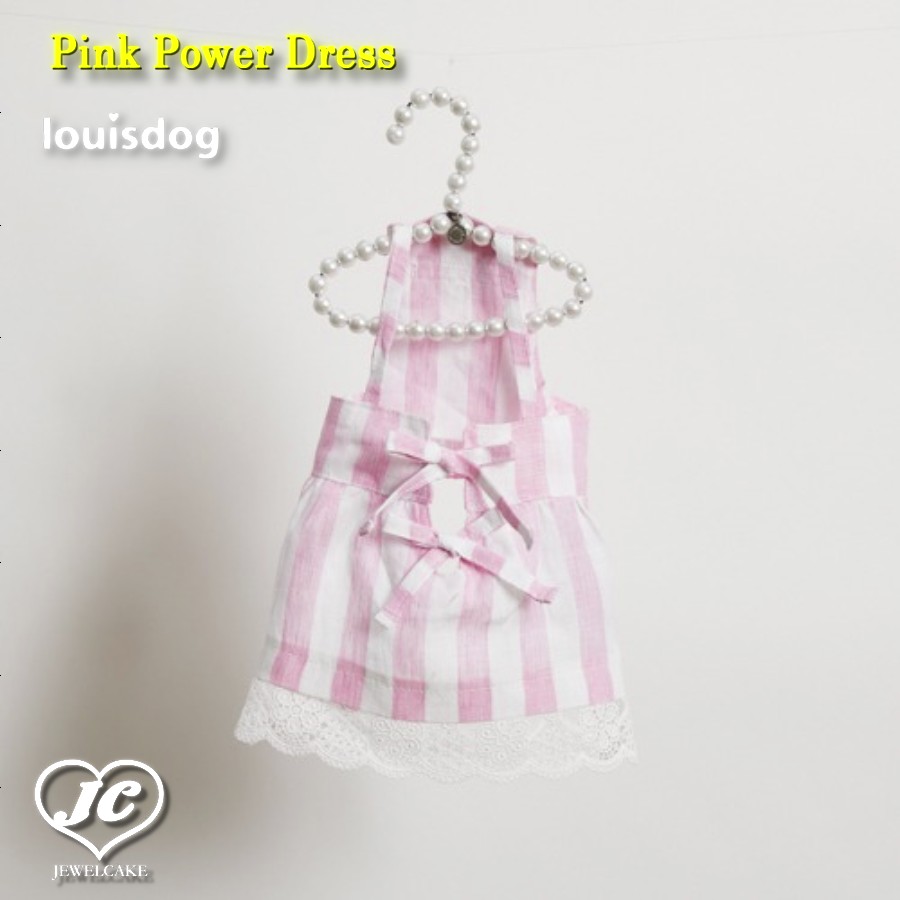 【公式】 Pink Power Dress ピンク パワー ドレス LOUISDOG ルイスドッグ ピンクストライプ オーガニックリネン V
