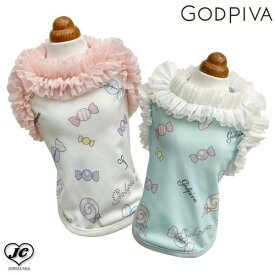 [サイズ:XXS〜L]COOLキャンディPOPタンクトップ　GODPIVA　ゴッドピヴァ　パステルカラー　キャンディ柄　華やか　チュール　防虫加工　ノンホルマリンタイプ　犬　服　ドッグウェア　犬用品　犬用　小型犬　中型犬