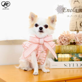 [サイズ:SS/S/SM/M]エノーラ（Enola）　Glamourism　グラマーイズム　花柄の透け感が美しく、襟元の共生地リボンがポイントのジャガードブラウス　犬　服　ドッグウェア　犬用品　犬用　超小型犬　小型犬　中型犬