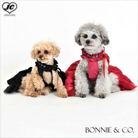 [サイズ:XS/S/M/L]Bonnie Epanoui-ボニー エパヌイ-　BONNIE&CO.　ボニー&コー　ホルターネックのデザイン　パーティーシーン　ラインストーン　サテンリボン　サテン花柄ジャガードを使用　犬　犬用品　犬服　ドッグウェア　小型犬　中型犬　大型犬