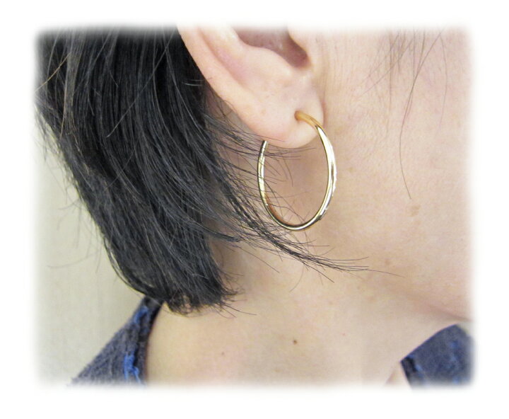 楽天市場】イエローゴールド フープ イヤリング 30mm : Jewellery SHIBATA