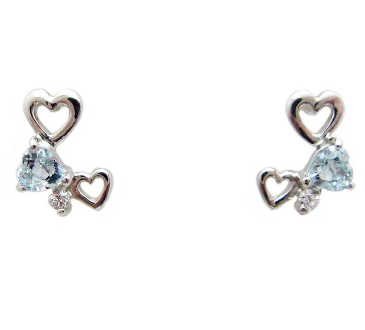 楽天市場】プラチナ ハート アクアマリン ピアス : Jewellery SHIBATA