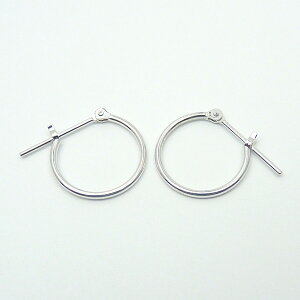 (2個ペア) K14WG 14金 ホワイトゴールドピアス レディース 定番 フープピアス 1mm×13mm フープピアス 14k