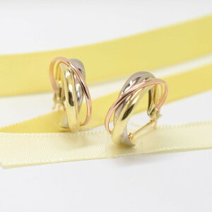 (2個ペア) K18 18金イエローゴールド k18ピアス ゴールドピアス レディース トリニティー 3カラー フープピアス 約5.6mm×15mm(送料無料!)フープピアス 18k