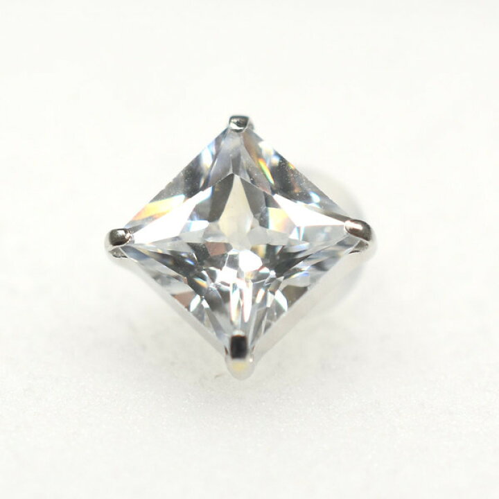 楽天市場】K14WG 14金ホワイトゴールド 角4本爪 片耳 メンズピアス 