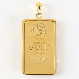 【送料無料】24金　純金 インゴット INGOT [徳力　純金 インゴット 30g]　ゴールドバー+専用ペンダント枠(シルバー925)