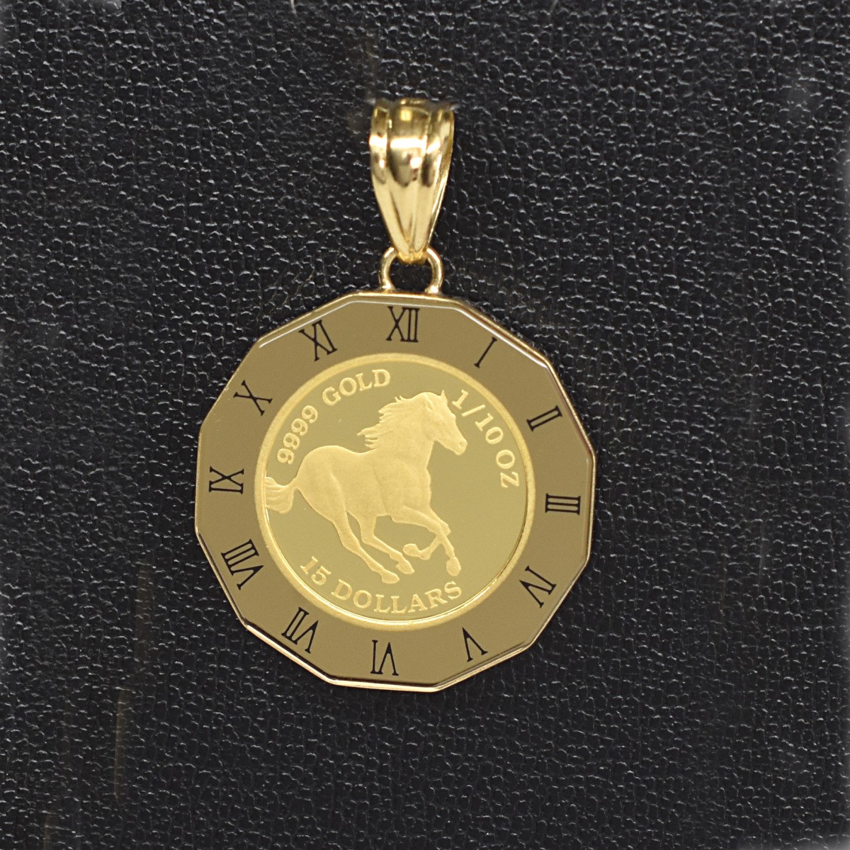ツバル ホースコイン金貨 K24（純金　K24） 10オンス　ホースコイン K18枠付きペンダントトップ