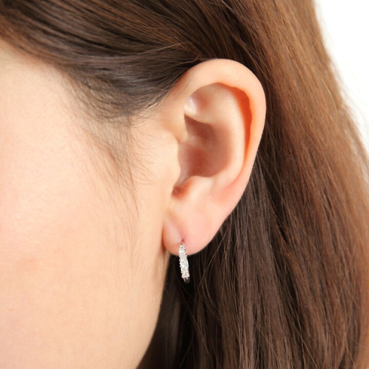楽天市場】Pt900 プラチナ900 0.2ct ダイヤモンド フープピアス 