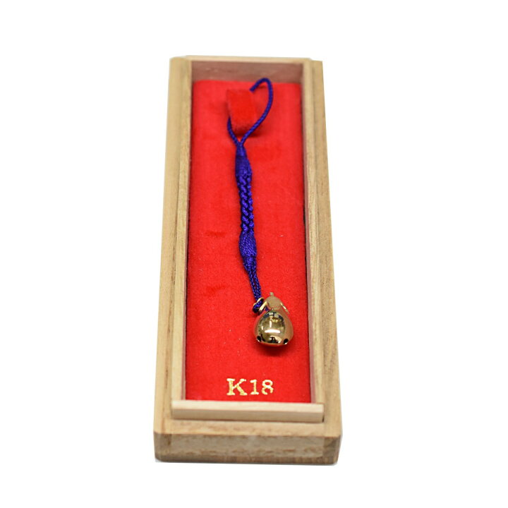 楽天市場】K18根付け（桐ケース付き） 茄子 鈴 K18 19mm×10mm 約 