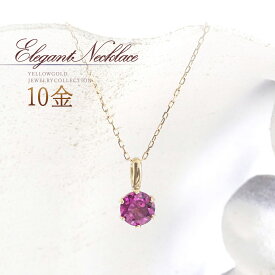 誕生石 ネックレス ガーネット 1月誕生石 ロードライトガーネット ゴールド 10金 10k k10 ペンダント ジュエリー レディース シンプル 一粒 おしゃれ 可愛い 上品 小ぶり 小さめ 天然石 30代 40代 50代 女性 自分 ご褒美 プレゼント 天然 宝石 赤紫色 赤色 レッド K10YG 本物