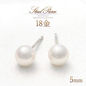 誕生石 パール ピアス 18k 18金 k18 真珠 5mm 日本製 ホワイトゴールド 6月誕生石 天然 宝石 レディース シンプル 一粒 両耳分 アクセサリー 冠婚葬祭 普段使い デイリー 職場 オフィス フォーマル スタッド 小ぶり 小さい アコヤ真珠 アコヤパール 女性 天然石 K18WG 本物