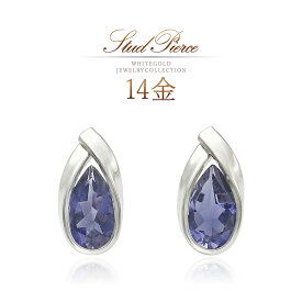 誕生石 14金 ホワイトゴールド アイオライト ピアス k14 シンプル 小振り 華奢 上品 宝石 女性 3月 誕生石 ゴールド カラーストーン 一粒ピアス 両耳用 ブルー 青 14K 本物 K14WG 30代 40代 50代 レディース ジュエリー アクセサリー 大人可愛い お洒落 自分用 ご褒美