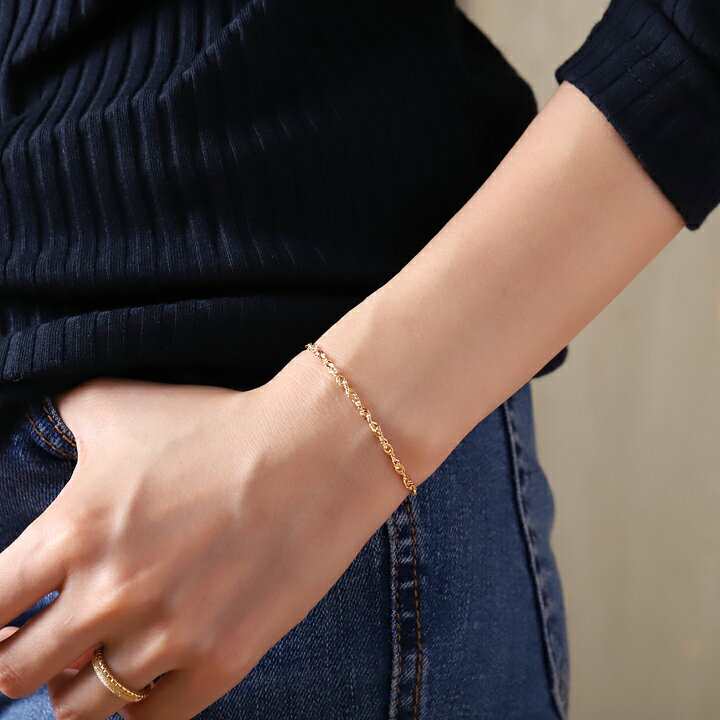 K18 18金 ホワイトゴールド スクリューチェーンブレスレット（楽天市場  