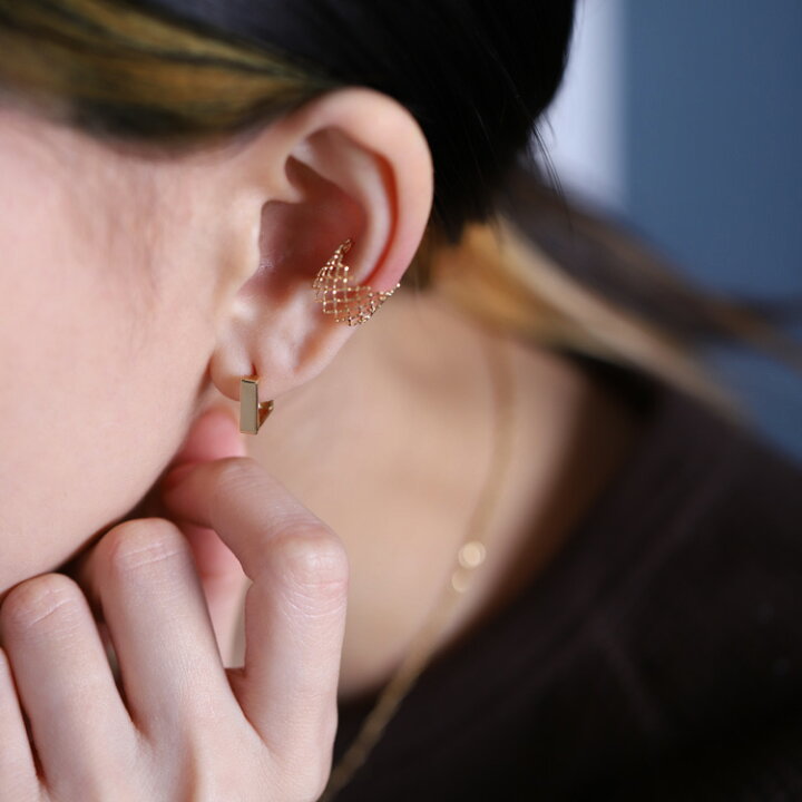 楽天市場】フープピアス 18k ピアス レディース シンプル スクエア 
