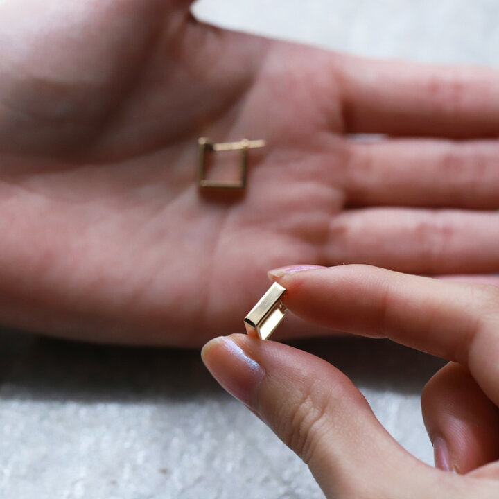 楽天市場】フープピアス 18k ピアス レディース シンプル スクエア 
