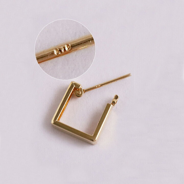 楽天市場】フープピアス 18k ピアス レディース シンプル スクエア 