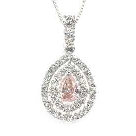 Pt ピンクダイヤモンド ペンダント　FANCY ORANGY PINK　SI1　0.426ct 【中央宝石研究所 鑑定書付き】 脇石ダイヤ計0.45ct　中宝 プラチナ ファンシーオレンジーピンク ピンクダイヤ ネックレス ジュエリー